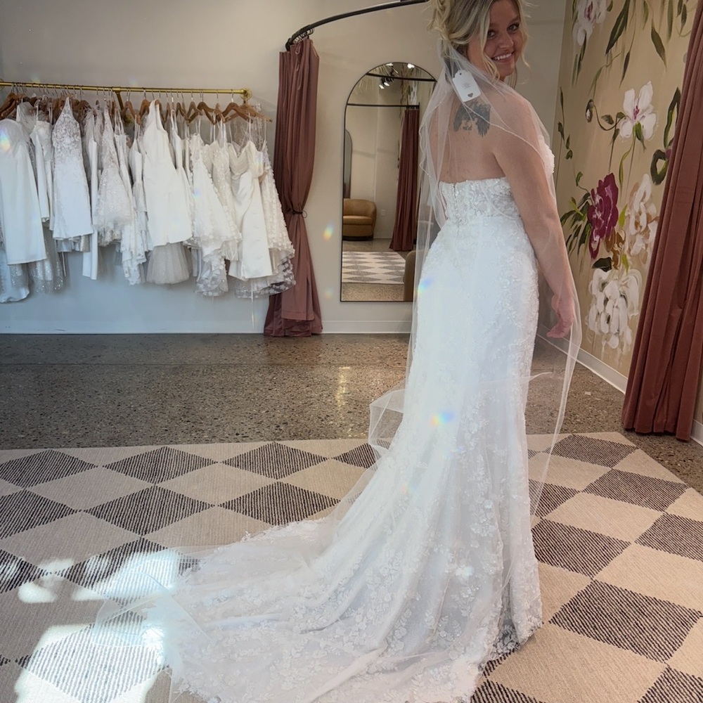 Strapless Lace Wedding Dress in White